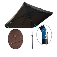 Simplie Fun 10 X 6.5FT Rectangular Patio Umbrella Outdoor Market Umbrellas With Crank And Push Button
