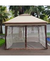 Streamdale Furniture Outdoor 11X 11FT Pop Up Gazebo Canopy With Removable Zipper Netting, 2-Tier