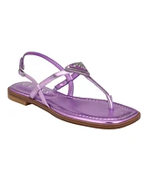 Guess Women's Rainey Logo Sqaure Toe T-Strap Flat Sandals