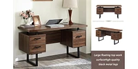 Home Office Computer Desk With Drawers/Hanging Letter-Size Files, 59 Inch Writing Study Table