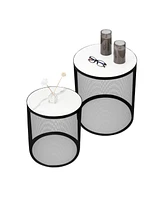 Streamdale Furniture Set Of 2 Nesting Metal Round Coffee Table, Side Table Mdf Top End Table Nightstand For Indoor