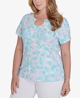 Hearts Of Palm Plus Spring Into Action Short Sleeve Top