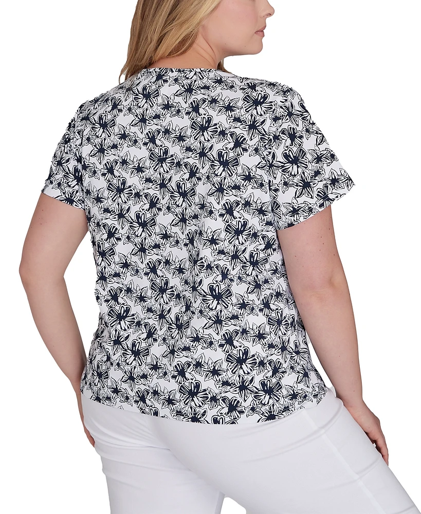 Hearts Of Palm Plus Size Printed Essentials Short Sleeve Top