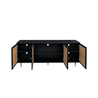 Rattan Sideboard Buffet Cabinet, Kitchen Storage Cabinet Console Table With Adjustable Shelves