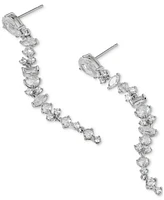 Eliot Danori Silver-Tone Mixed Cubic Zirconia Linear Drop Earrings, Created for Macy's