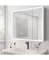 Streamdale Furniture Bathroom Medicine Cabinet With Lights, 36 30 Inch Led Medicine Cabinet With Mirror, Double