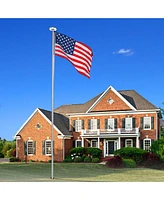 Yescom Bravery 20 Ft Sectional Aluminum Flag Pole Kit with 136 Led Solar Light Us Flag Garden