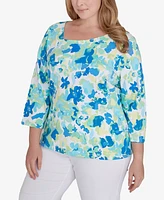 Hearts Of Palm Plus Feeling The Lime 3/4 Sleeve Top