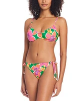 Sanctuary Womens Floral Print Scoop Neck Bikini Top Side Tie Hipster Bottoms