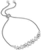 Eliot Danori Silver-Tone Mixed Cubic Zirconia Cluster Slider Bracelet, Created for Macy's