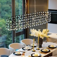 Modern Champagne Gold Oval Crystal Ceiling Chandelier Luxury Home Decor Light Fixture
