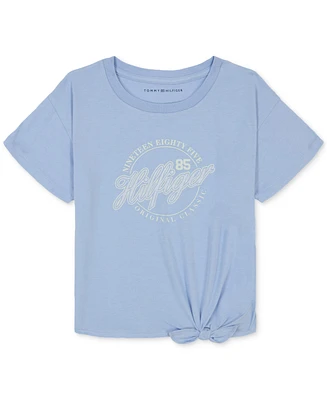 Tommy Hilfiger Big Girls Script Graphic Tie-Front T-Shirt