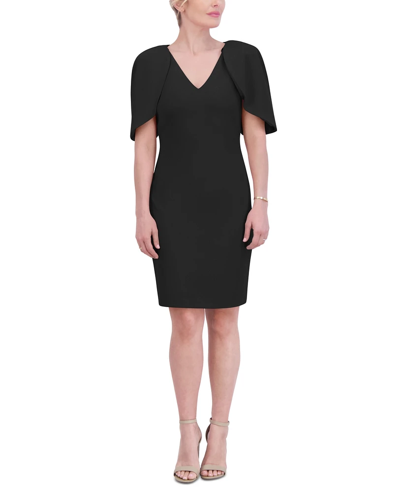 Jessica Howard Petite Draped-Sleeve V-Neck Sheath Dress