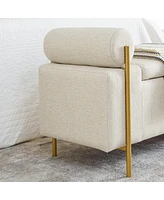 Streamdale Furniture Beige Linen Storage Bench with Iron Legs