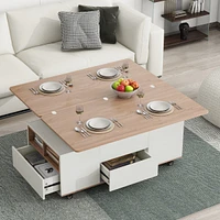 Streamdale Furniture Modern Walnut & Lift Top Coffee Table Multifunctional Table With Drawers & Shelves