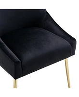 Upholstered Performance Velvet Accent Chair With Metal Leg (Set of 2)