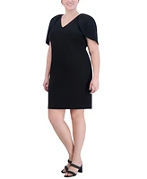 Jessica Howard Plus Size V-Neck Cape-Sleeve Sheath Dress