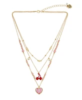 Betsey Johnson Faux Stone Heart Charm Layered Necklace