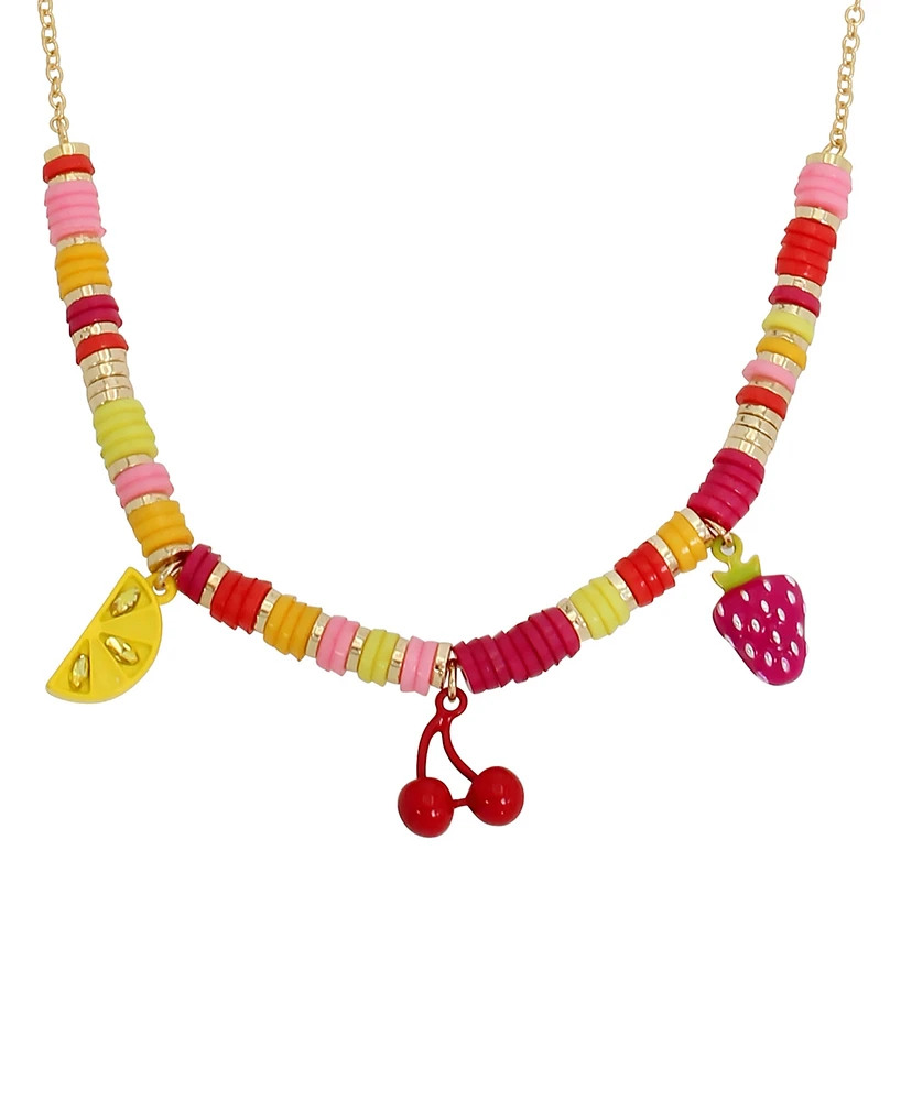 Betsey Johnson Faux Stone Fruit Charm Bib Necklace - Multi
