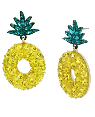 Betsey Johnson Faux Stone Pineapple Drop Earrings