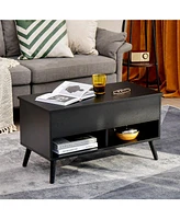 31.5 Inch Lift Top Coffee Table with Hidden Compartment and 2 Storage Shelves
