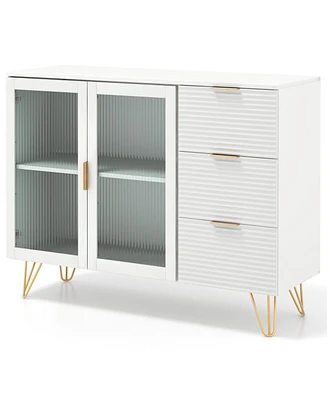 Slickblue Modern Sideboard Buffet Cabinet with 2 Doors and 3 Drawers for Living Room Dining Room