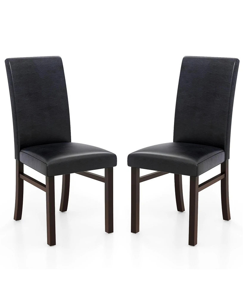 Slickblue Upholstered Dining Chairs Set of 2 with Solid Rubber Wood Legs