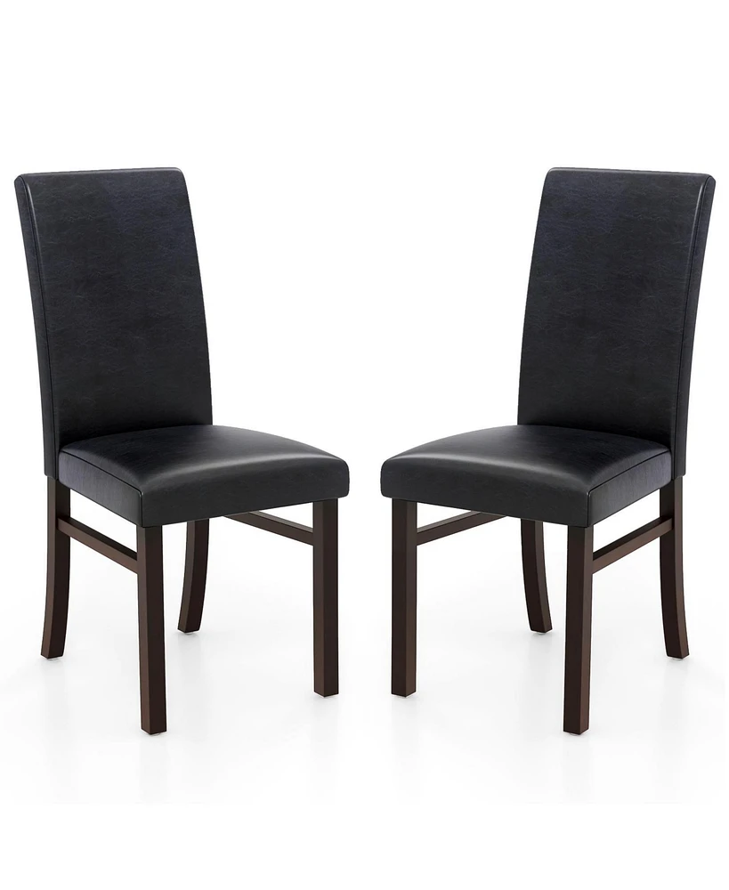 Upholstered Dining Chairs Set of 2 with Solid Rubber Wood Legs