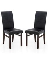 Slickblue Upholstered Dining Chairs Set of 2 with Solid Rubber Wood Legs