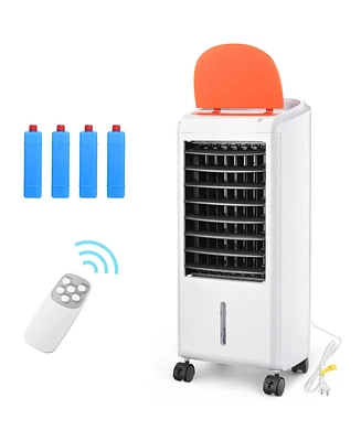 Yescom Evaporative Air Cooler 65W Portable Cooling Fan with Humidifier 3 Speeds & 12H Timer Remote Control 2 Water Tanks & 4 Ice Packs for Home Bedroo