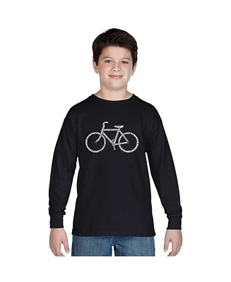 La Pop Art Boys Word Art Long Sleeve - Save A Planet, Ride A Bike