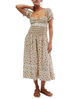 Free People Women's Bali Juniper Floral Print Ruffled Midi Dress