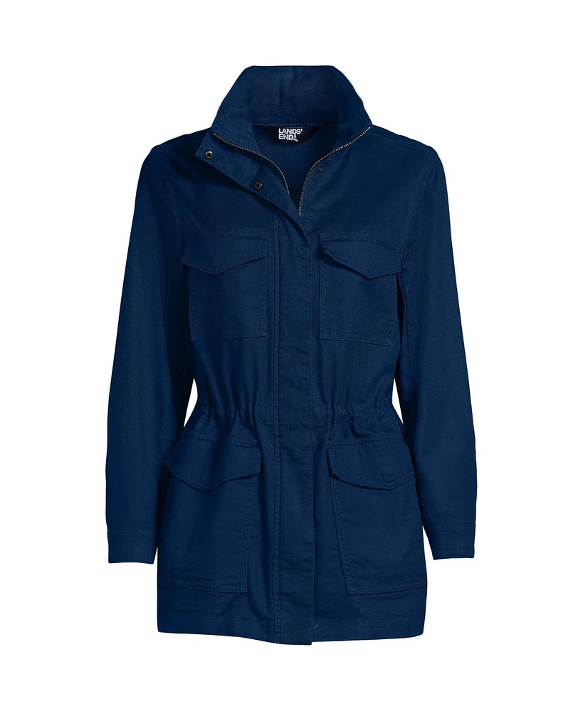 Lands' End Women's Cotton Hooded Jacket with Cargo Pockets