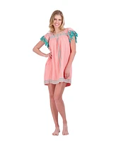 Mer St. Barth Women's Mini Sandrine Dress Pink Sorbet Embroidery