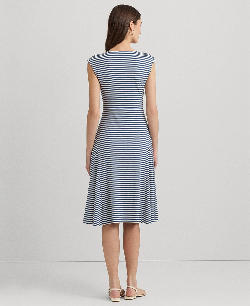 Lauren Ralph Women's Striped Lace-Up Dress