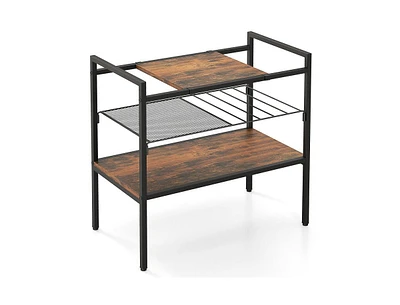 Slickblue Industrial Entryway Table with Removable Panel and Mesh Shelf