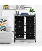 Slickblue 15-Drawer Utility Rolling Organizer Cart Multi-Use Storage