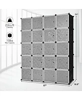 Slickblue 20-Cube Diy Plastic Cube Storage Organizer with Doors