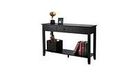 Slickblue Console Sofa Side Accent Table with Drawer Shelf-Black