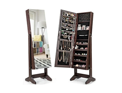 Slickblue Standing Jewelry Armoire Cabinet with Full Length Mirror