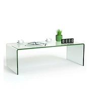 Slickblue 42 x 19.7 Inch Clear Tempered Glass Coffee Table with Rounded Edges