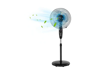 Slickblue 16 Inches Adjustable Height Fan with Quiet Oscillating Stand for Home and Office