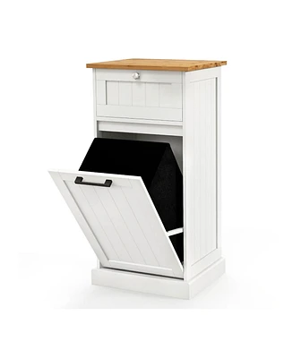 Slickblue Freestanding Tilt Out Laundry Cabinet with Basket-White