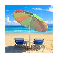 Yescom 7ftRainbow Beach Umbrella Sunshade with Tilt Sand Anchor Uv Protection Outdoor