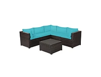 Slickblue 6 Pieces Rattan Patio Sectional Sofa Set with Cushions for 4-5 Person