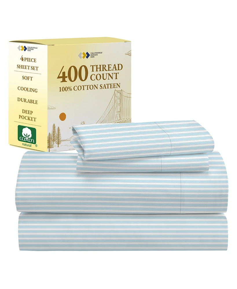400 Thread Count 100% Cotton Printed Sheet Set - California Design Den
