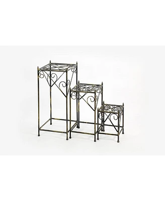 Ore International 28 in. Square Cast-Iron Plant Stand, Set of 3