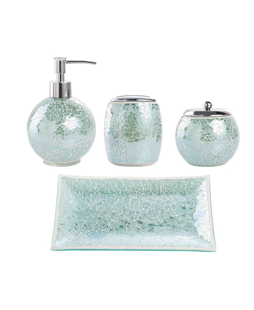 Whole Housewares Decorative Glass Bathroom Accessories Set with Pearl Mosaic Design