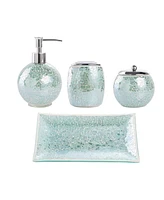 Whole Housewares Decorative Glass Bathroom Accessories Set with Pearl Mosaic Design