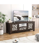 Slickblue Retro Tv Stand Media Entertainment Center with Mirror Doors and Drawer